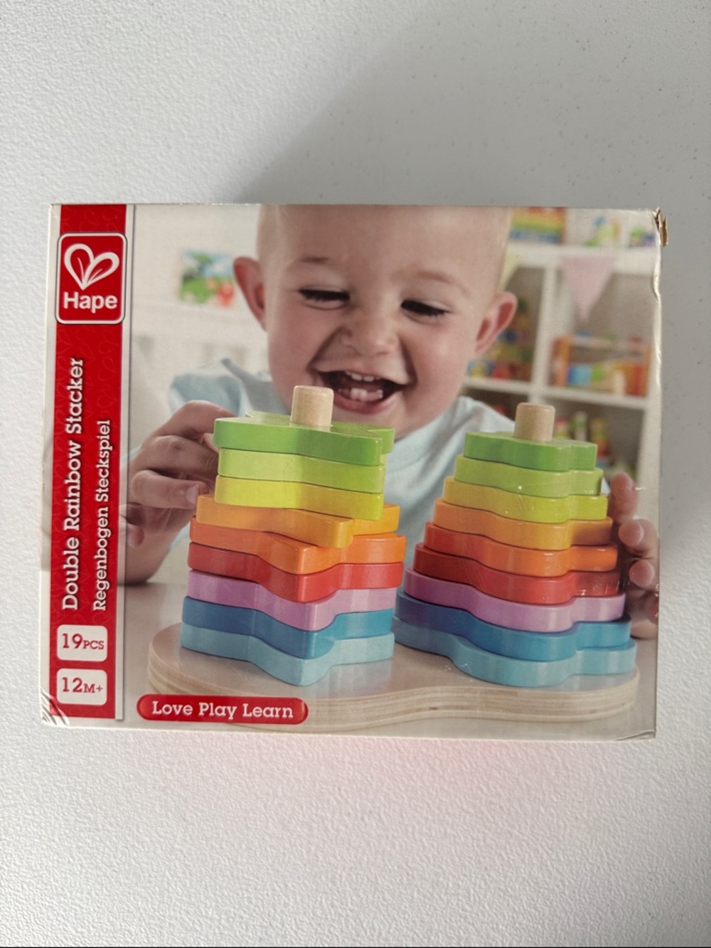 Hape Double Rainbow Wooden Stacker 19 Pieces